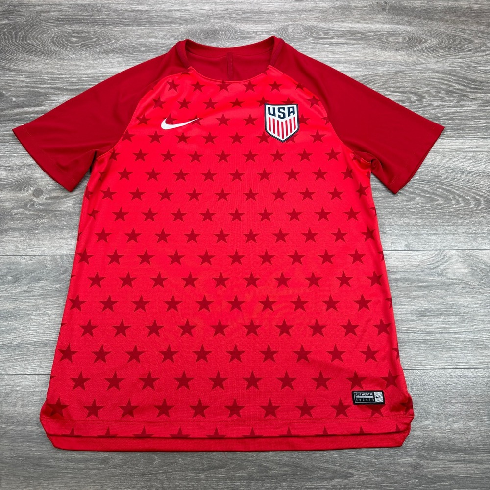 Nike Team USA National Soccer Jersey Mens Large Red Stars Authentic 893367-688